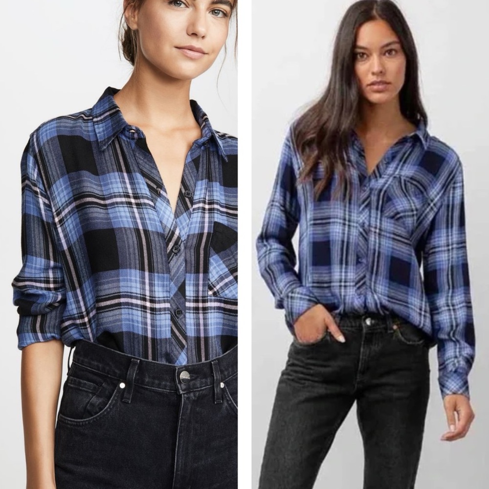 RAILS Woman Blue Hunter Plaid Button Down Long Sleeve Shirt SMALL Preppy Western